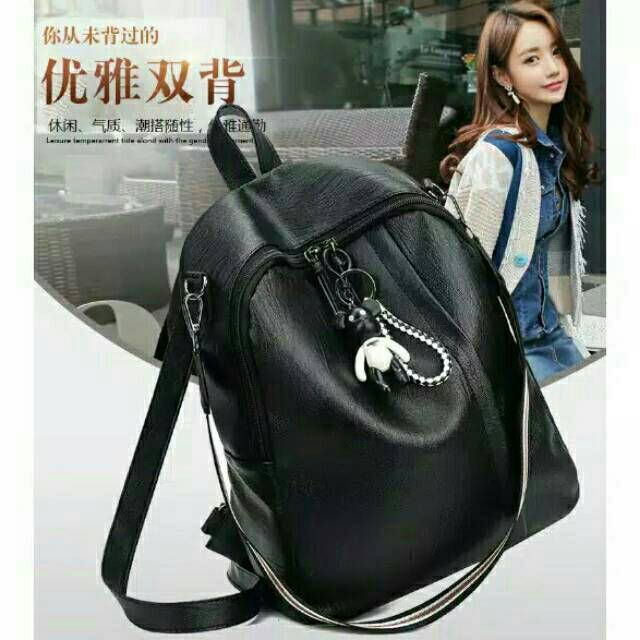 TAS RANSEL BACKPACK KULIT NOZAWA TA134B5 PREMIUM HITAM IMPORT KOREA MURAH SEKOLAH KULIAH KERJA BATAM