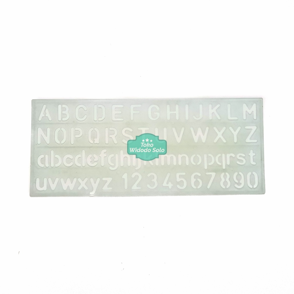 

1 BUAH Penggaris Huruf 11x27cm 20mm Mal Cetakan Angka Besar Alfabet Abjad