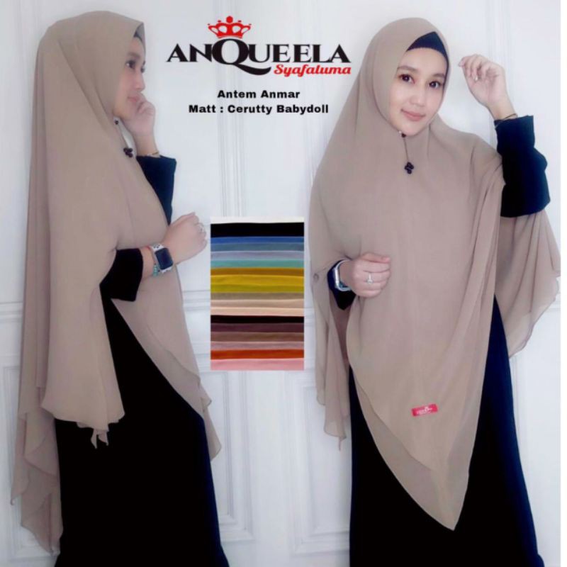 Anqueela Khimar Anmar ori Anqueela ceruty babydoll khimar jumbo khimar pari jilbab instan kerudung s