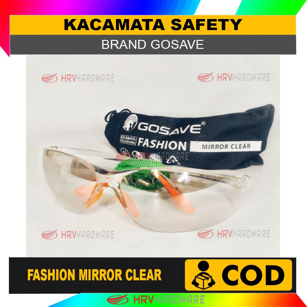 Kacamata Safety Fashion Warna Hitam dan Bening Motor-Las-Gerinda Merk GoSave Tali