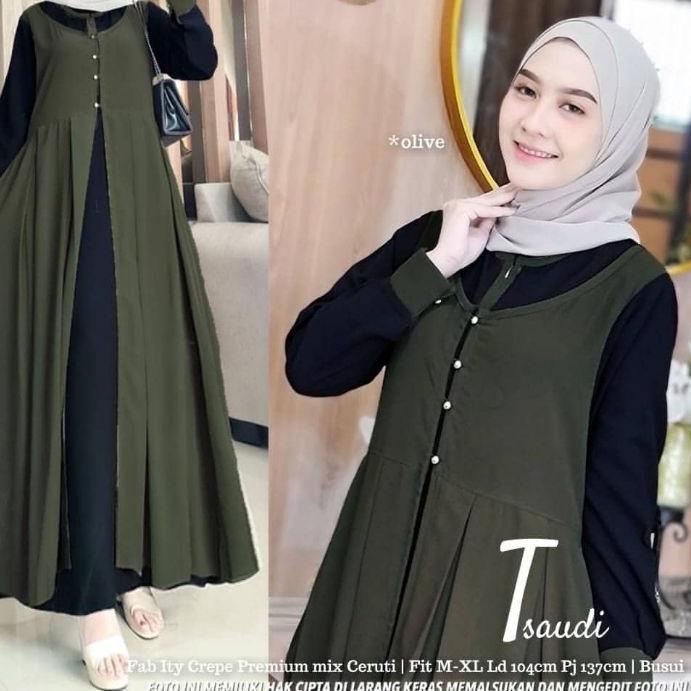➯ Tsaudi maxy gamis wanita terbaru gamis muslim wanita gamis polos 2 warna gamis kondangan gamis jum