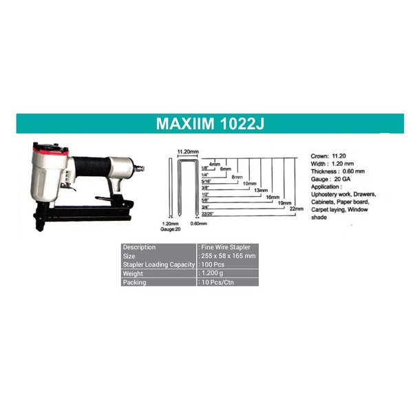 

Fine Wire Staples - Air Nailer Maxiim 1022J