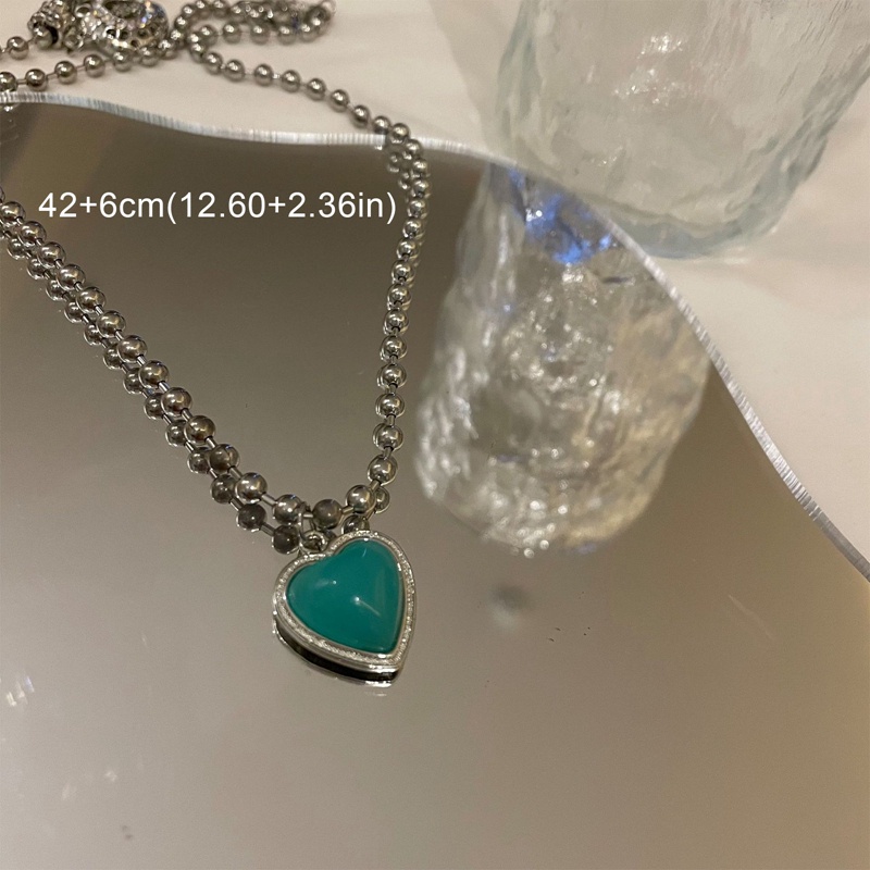 Kalung Rantai Desain Hati Hollow Aksen Berlian Gaya Retro Korea Untuk Wanita