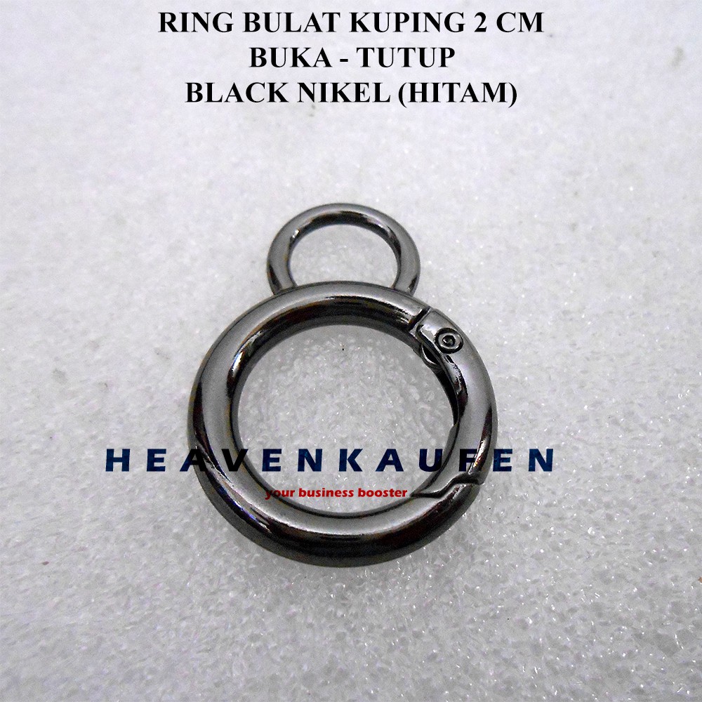 Ring Bulat Kuping Bisa Dibuka - Tutup Diameter Lubang 2 cm Tebal 4 mm Warna Black Nikel (Hitam)