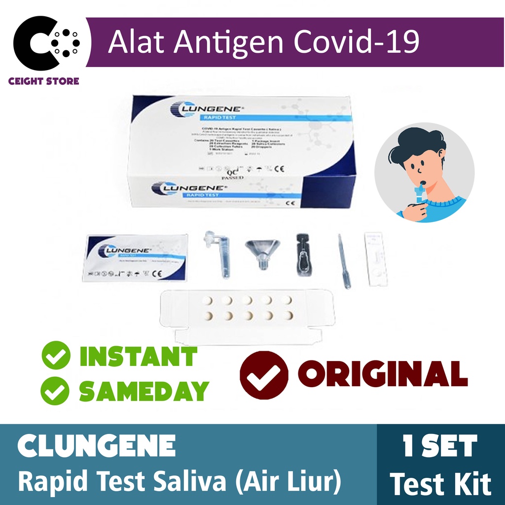 Rapid Test Antigen Saliva (Air Liur) Clungene 1 Set Kit | Ceight Store