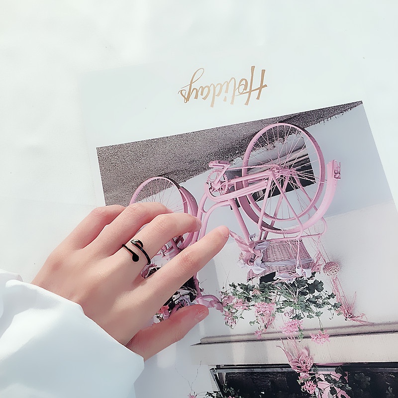 Cincin Model Terbuka Warna Silver Gaya Korea Adjustable Untuk Wanita