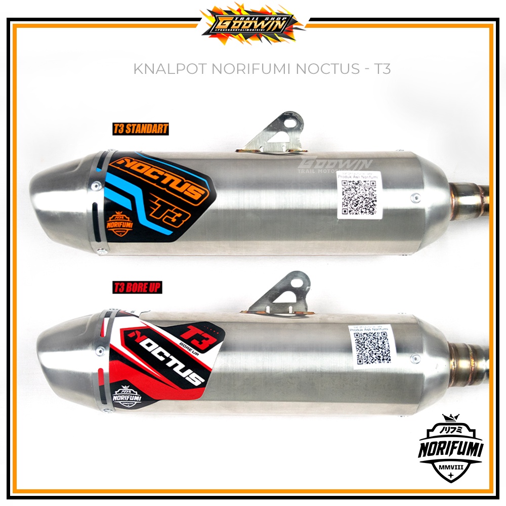 Knalpot Original NORIFUMI NOCTUS T3 T 3 Bore Up KLX 150 BF Dtracker CRF 150 L WR 155 R Stainless