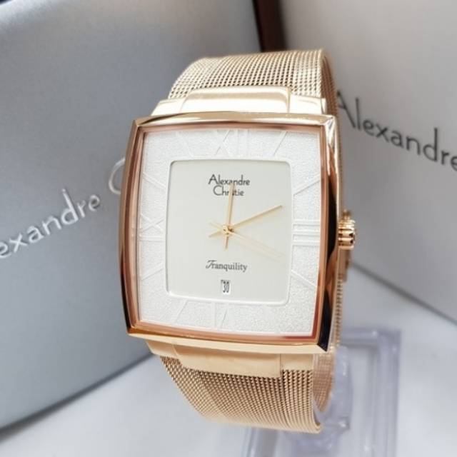 Jam Tangan Pria Alexandre Christie 8329 Rosegold Original