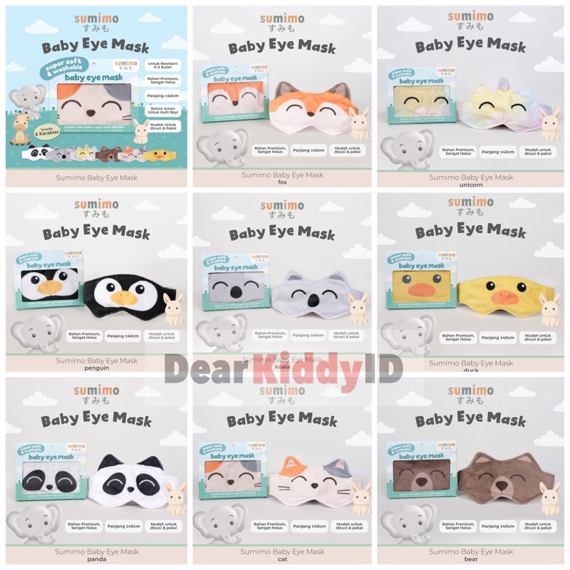 Sumimo EYE MASK Kacamata Jemur Baby Karakter Lucu / Penutup Mata Bayi Jemur