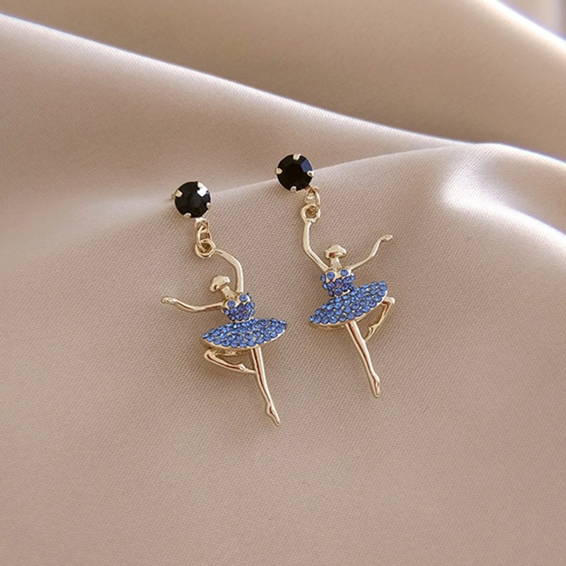 Anting Gantung Panjang Tusuk Gaya Korea Motif Penari Balet Aksen Rumbai Bahan Silver S925 Untuk Wanita