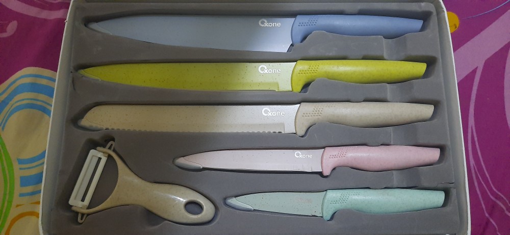 Pisau Set/knife Set Oxone Multi Color Marble Ox-608n/ox-605 Black Marble Knifeset/ox-609n Onyx Hitam
