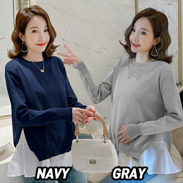 KARAKOREA 9000 Yura Knit and Blouse Set/Blouse Wanita Korea/kemeja wanita casual