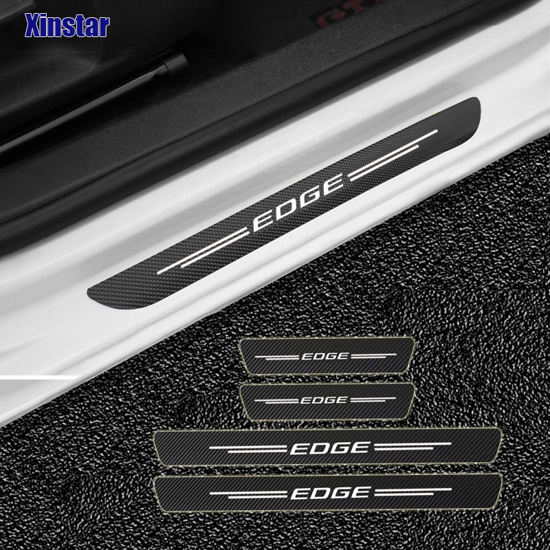 4pcs Stiker Label Pelindung Pintu Mobil Ford Fiesta Fusion Mondeo Escape Ecosport Kuga Bahan Serat Karbon