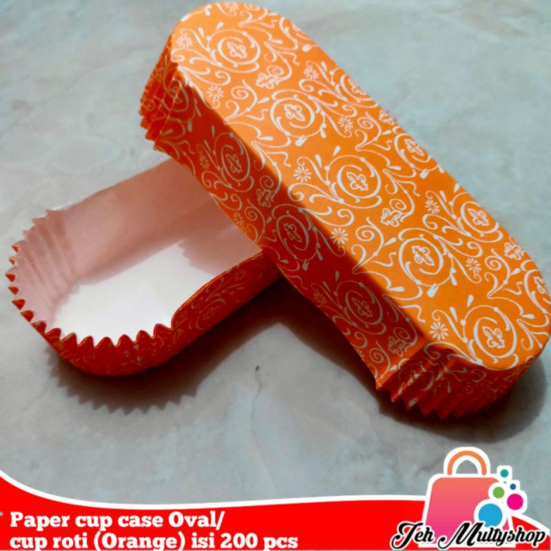

Paper cup case Oval/cup roti (orange) isi 200 pcs