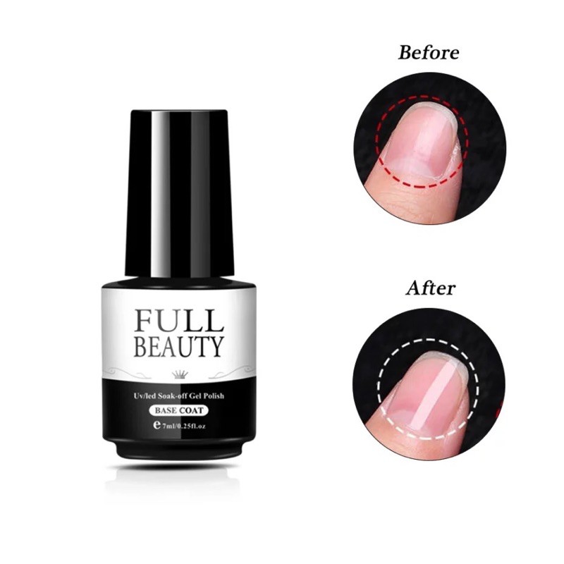 FULL BEAUTY TOP COAT BASE COAT 7ml uv led soak off gel polish kutek gel