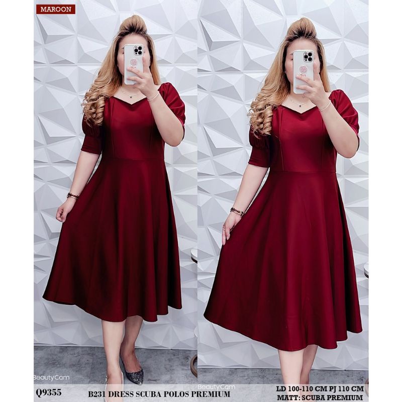 DRESS PESTA WANITA SCUBA PREMIUM STRETCH LD 100-110