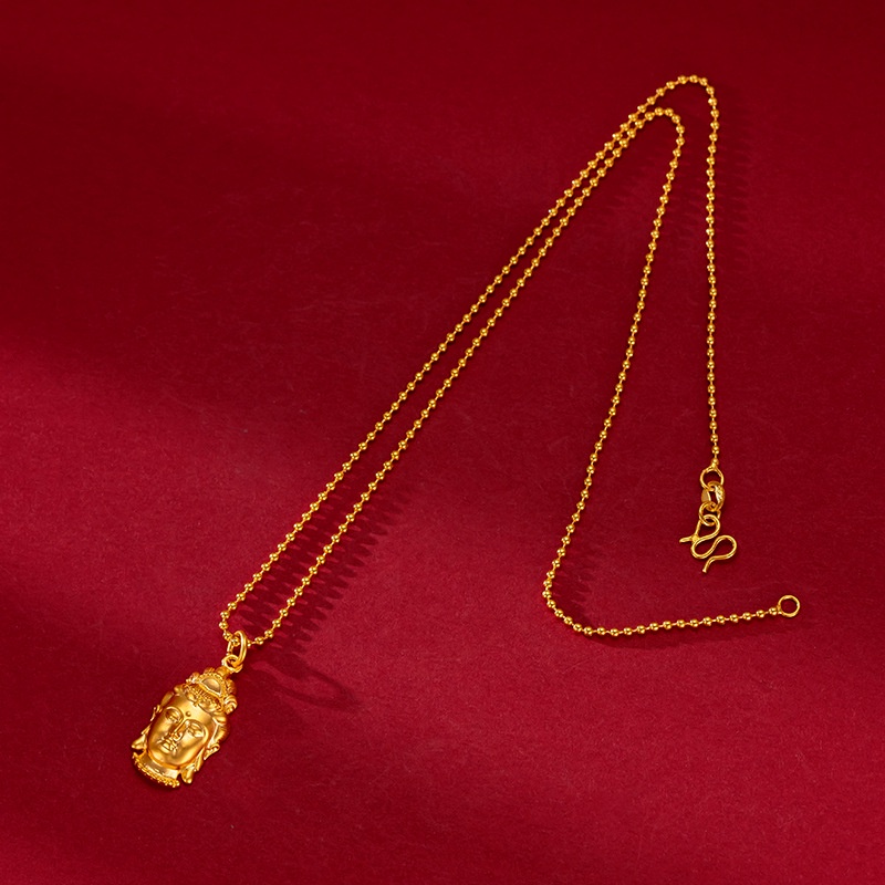 Kalung Emas Emas Asli Kadar 375 Dengan Liontin Guanyin Untuk Wanita