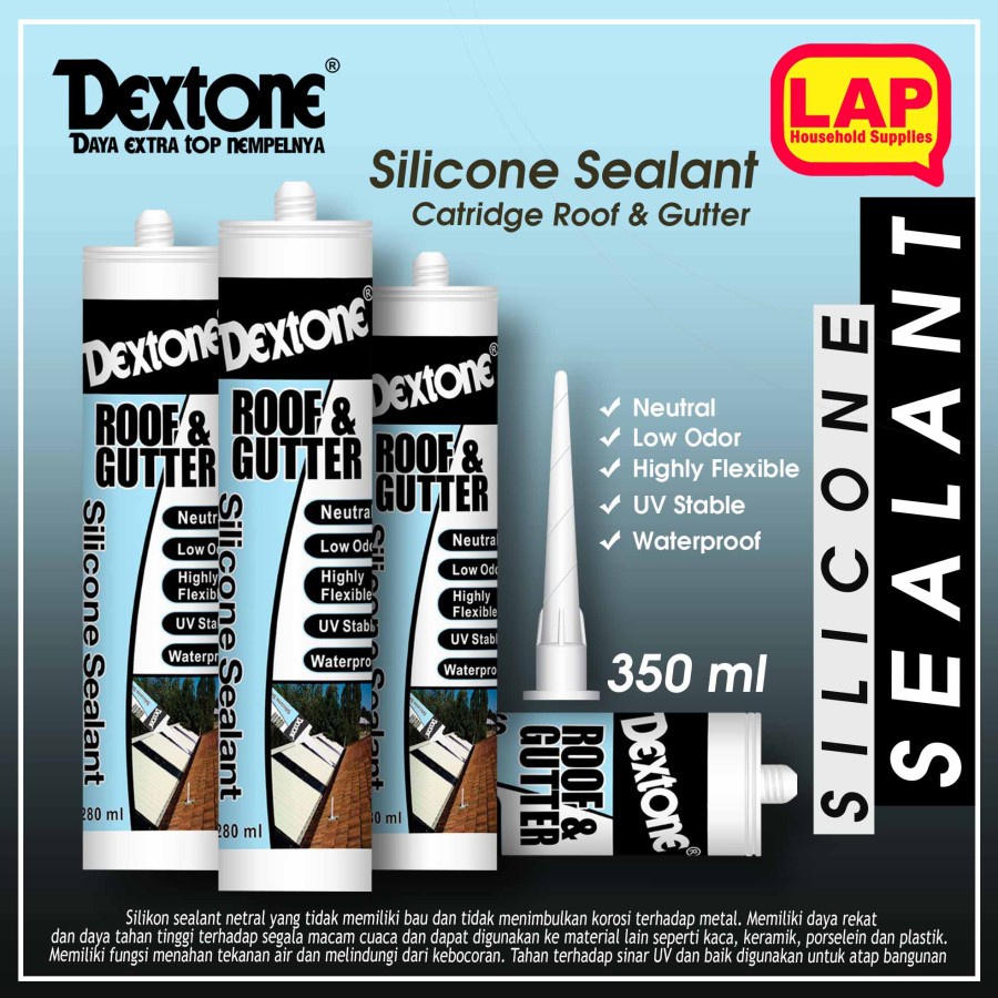 Dextone Silicone Sealant Roof Lem Atap Talang Bocor Tahan Panas Netral