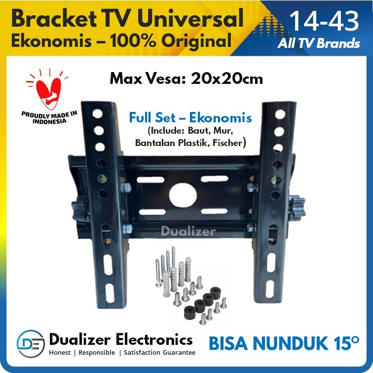 Bracket TV LED 17 19 20 21 24 25 28 32 40 42 43 Inch Universal Kokoh Bisa Nunduk Semua Merk TV