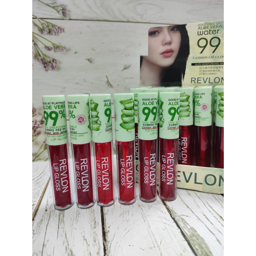 (PROMO BESAR Pembelian 3 pcs  )LIPTINT REVLON ALOE VERA MAtte 99 % soothing Gel Waterproof Lipgloss