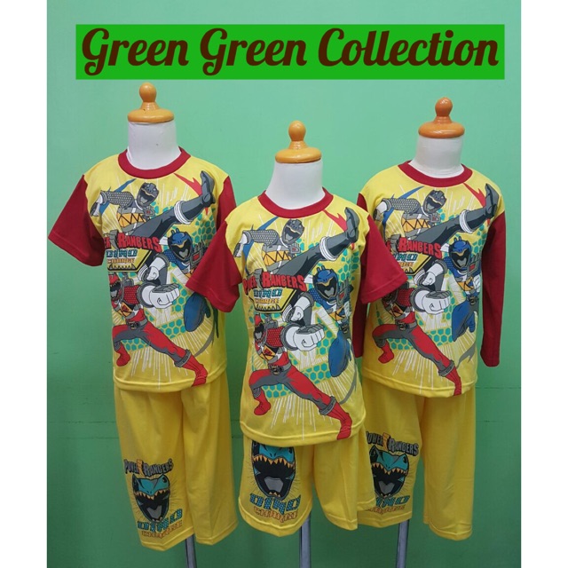 Piyama kaos anak Power Rangers Yellow-Red
