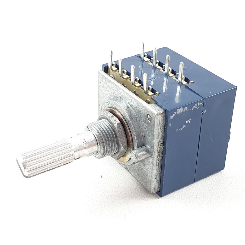 Potensio Rotari Hi-Fi RH2702 8 pin 250k Drat Stereo Kaki 4-4 Lurus Rotary Potensiometer Control Volume 254