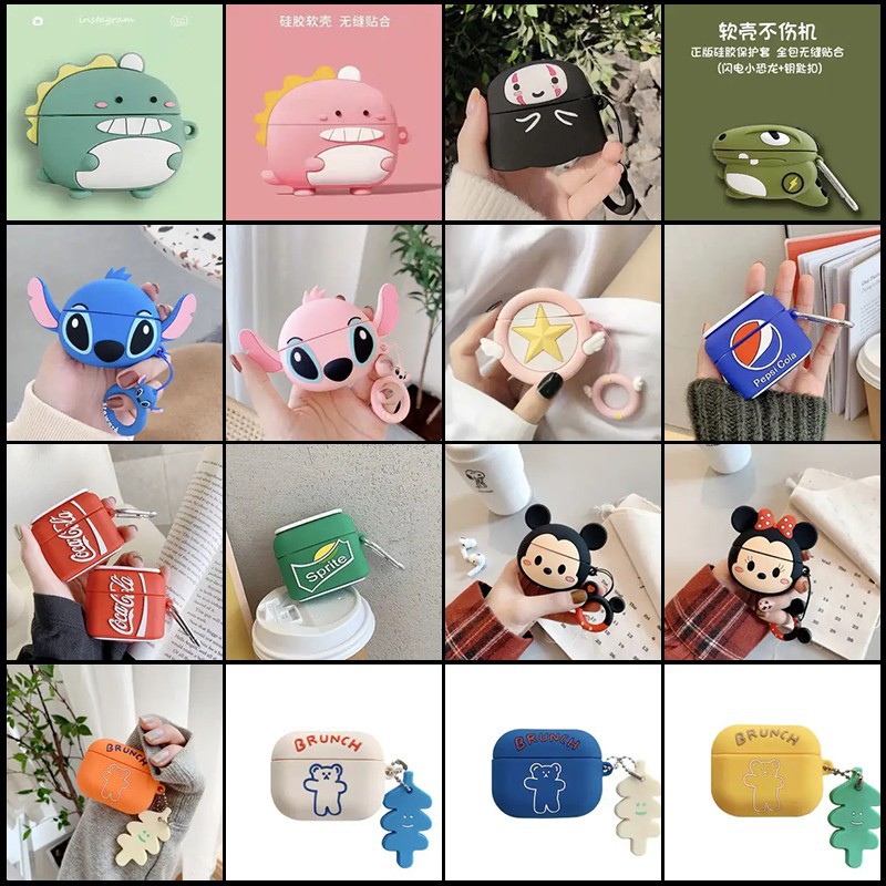 Casing Soft Case Tpu Silikon Motif Kartun Monster Tahan Air / Guncangan Untuk Airpods