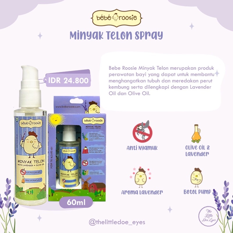 Bebe Roosie Minyak Telon Spray 60ml EXP 10/2023