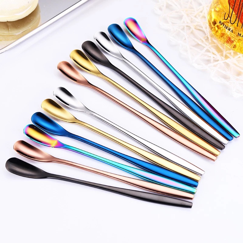 [304 Stainless Steel Coffee Stirring Spoon Dessert Spoon] [Colorful Tea Making Spoon] [Kitchen Tableware]