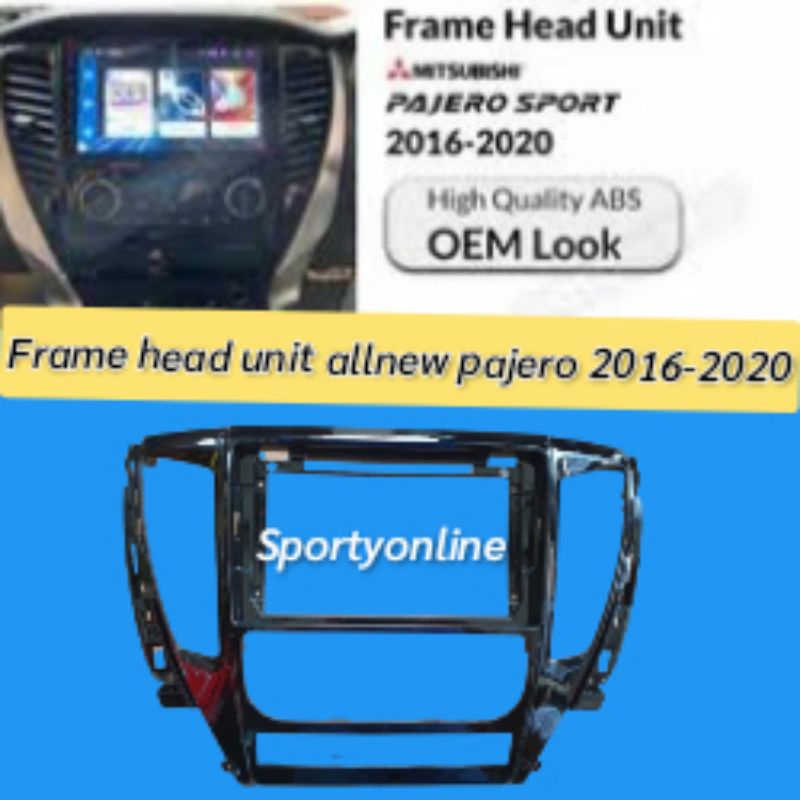 frame head unit double din pajero 2016-2020  layar 9inci