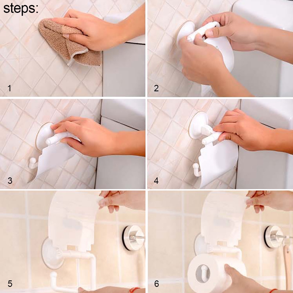 Wall Mounted Sucker Toilet Paper Holder Shelf Rak Tissue Dengan Penutup Toilet Roll Rak Penyimpanan Kertas Stand Tray Organizer Kamar Mandi