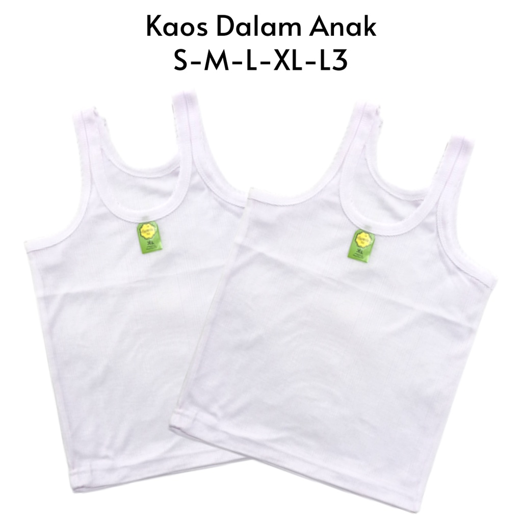 Kaos Dalam Anak Singlet Putih Polos Halus Murah KARMILA Size S-M-L-XL-LLL Kaos Lektong Harian Anak Murah adem