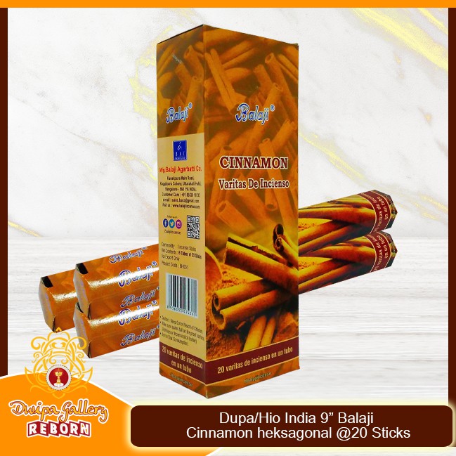 Dupa/Hio Wangi india 9&quot; Balaji Cinnamon heksagonal @20 sticks (6pcs/box)