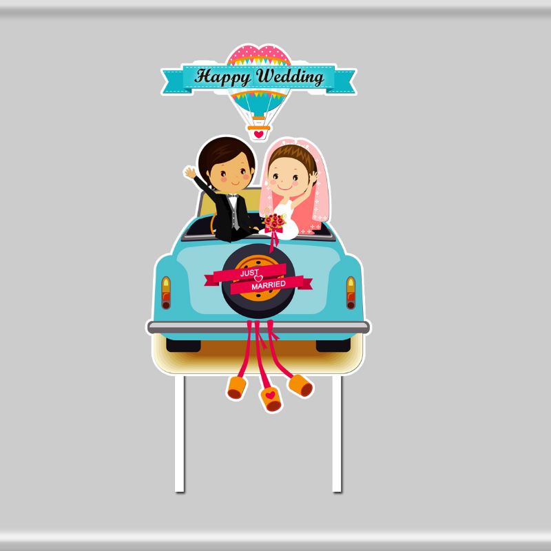 Topper cake happy wedding Hiasan kue