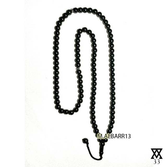 Tasbih Batu Blustin 99 Butir Wara Abu-Abu Gelap Metalik