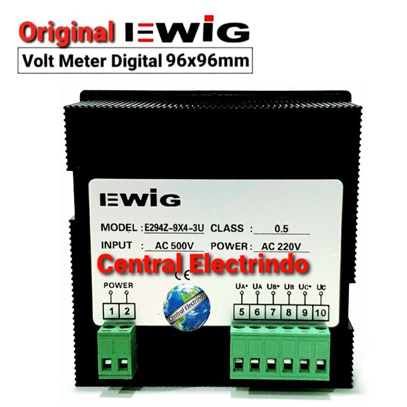 Volt Meter Digital EWIG 96x96mm E294Z 3U 3 Baris Volt Display.