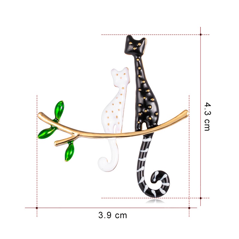 &lt; E2id &amp; &gt; Bros Pin Enamel Desain Kartun Kucing + Ranting Pohon