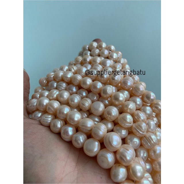 Bahan Mutiara Air Tawar Barok / Baroque PEACH 10 x 18mm Bulat pearl