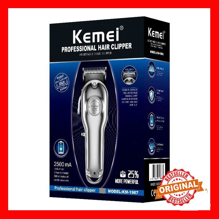 Alat Mesin Cukur Rambut Kemei 1987 Hair Clipper Electric LCD KM-1987