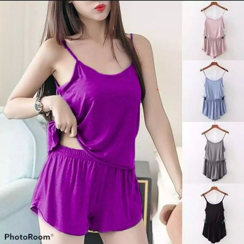 Setelan tank top wanita remaja / Set celana plus tanktop