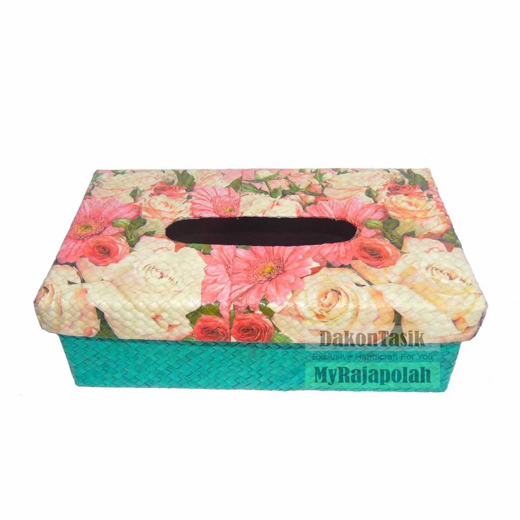 DT-1834 BOX TISSUE DIHIAS MOTIF BUNGA DECOUPAGE