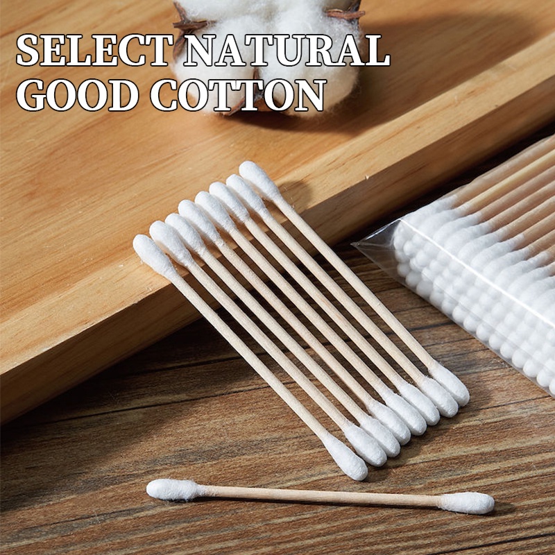 COD❤️100pcs Cotton Buds Korek Kuping Telinga Charmi Pembersih Bukan Pigeon Huki Kayu Bambu Cotton Swab Bamboo Rambu