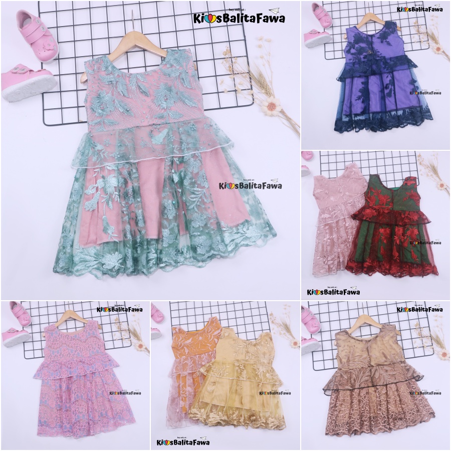 Dress Inara uk 3-4 Tahun / Dres Brukat Anak Perempuan Kondangan Baju Kensi Premium Gaun Pesta