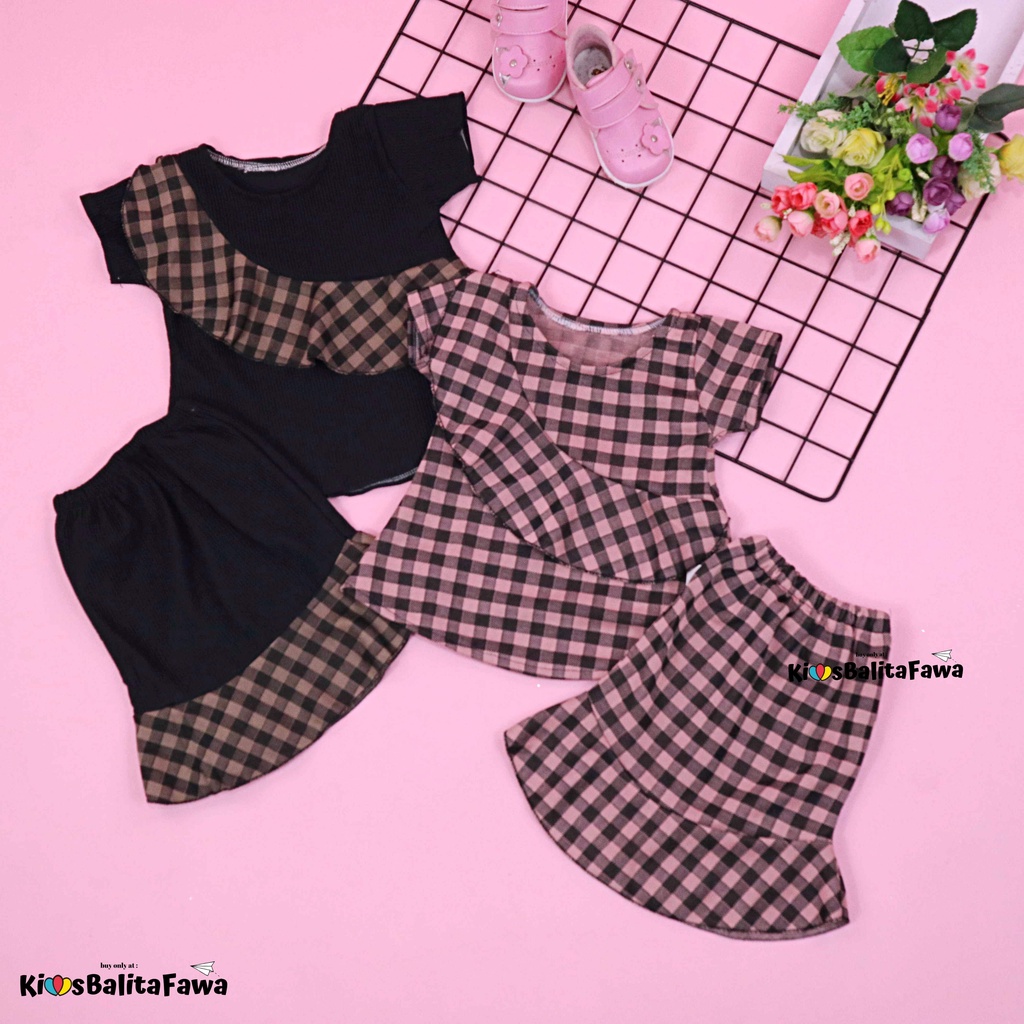 (MOTIF) Setelan Lolly Anak uk 1-2 Tahun / Atasan Bawahan Rok Kulot Perempuan Baju Harian Pakaian Cewek Murah