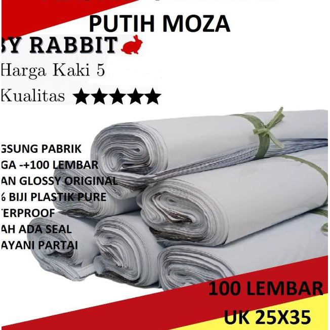 

™ 25x35 Kantong Plastik Polymailer Amplop Packing Online Putih MOZA ۝