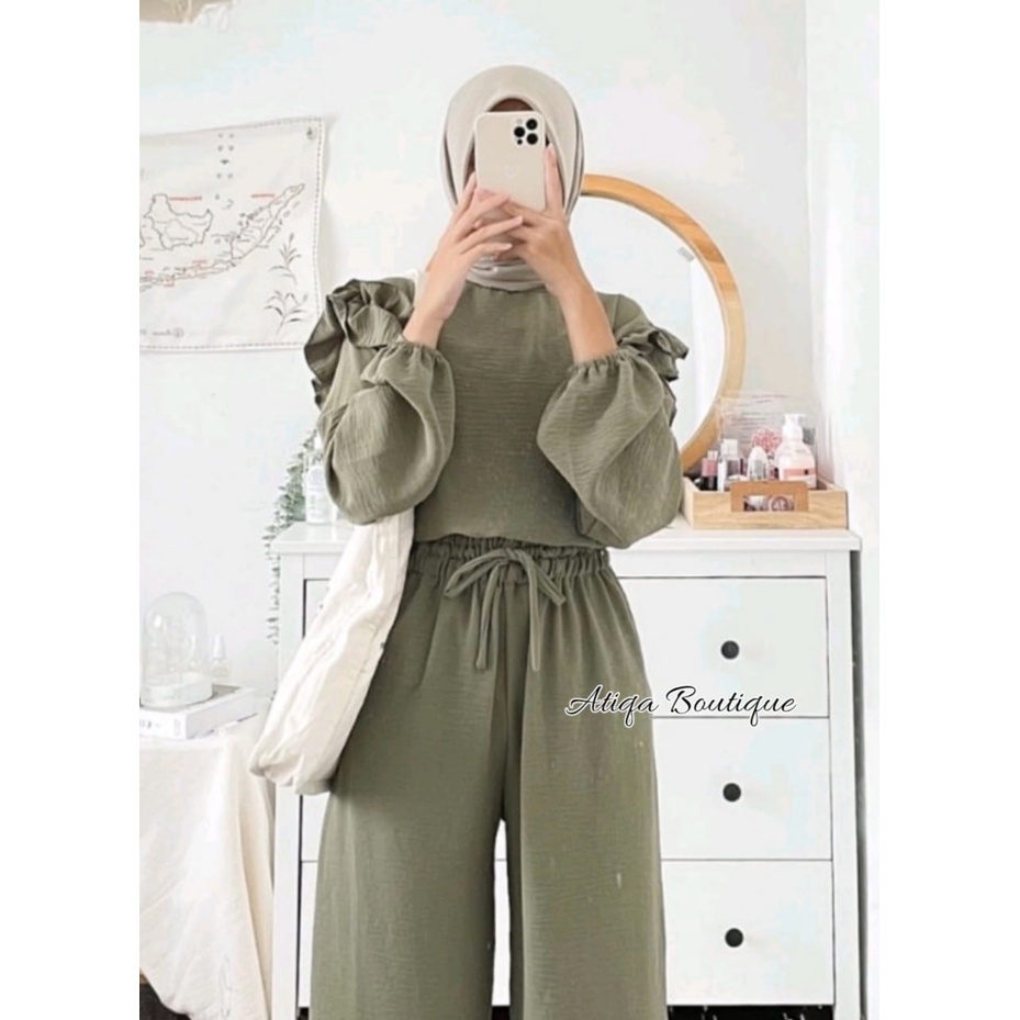 Ruby Set Rayon Crincle | stelan wanita polos kekinian 2022 | setelan wanita 2022 | stelan wanita rem