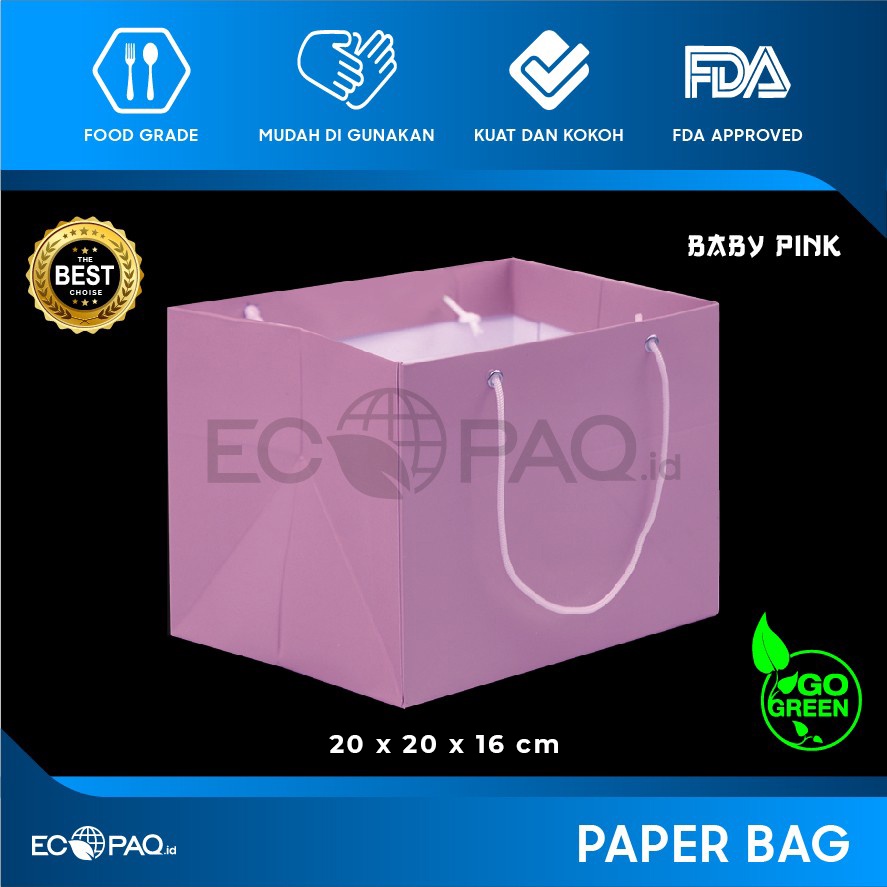 

Paper Bag - Paperbag Polos - Paper Bag Kue - PINK - 20x20x16 cm (10 pcs)