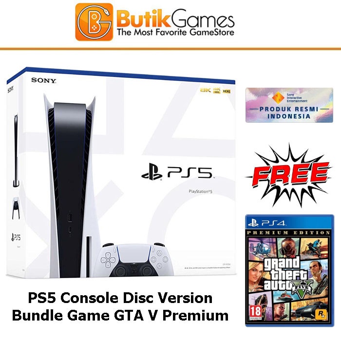 Jual PS5 Console Disc Version Bundle Game GTA V GTA 5 Grand Theft Auto ...