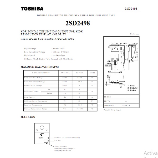 Transistor D2498 SD2498 2SD2498 D 2498 Silicon NPN Power ASLI Kualitas Bagus Awet