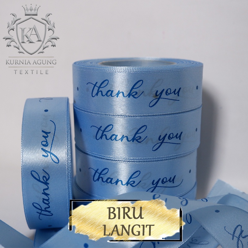 Pita THANK YOU 1 Meter Ukuran 1 Inch / 2.5cm Pita kado  Souvenir Hampers Ultah kue dan bunga bucket